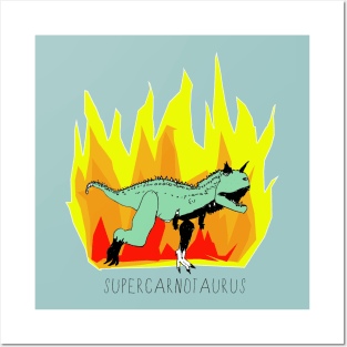 SUPERCARNOTAURUS - dinosaur Power!  with black writing Posters and Art